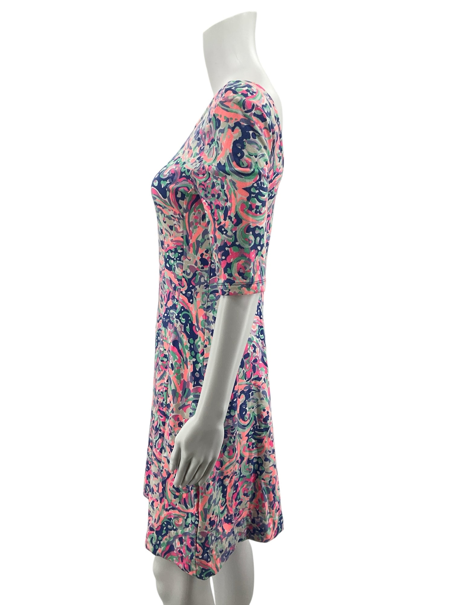 Lilly Pulitzer Pink &amp;amp; Blue Abstract Paisley Skater Dress Size Small