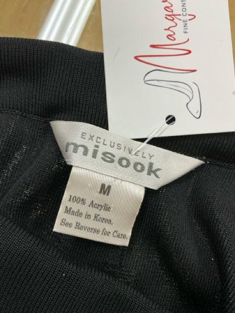 Misook Rhinestone Cuff Wide-Leg Knit Pants Black Size Medium