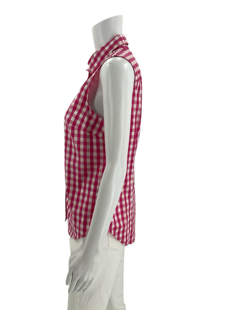 J Crew Pink/White Checkered Pre-Owned Ladies Casual Top - Size XS - Margaret’s Fine Consignment