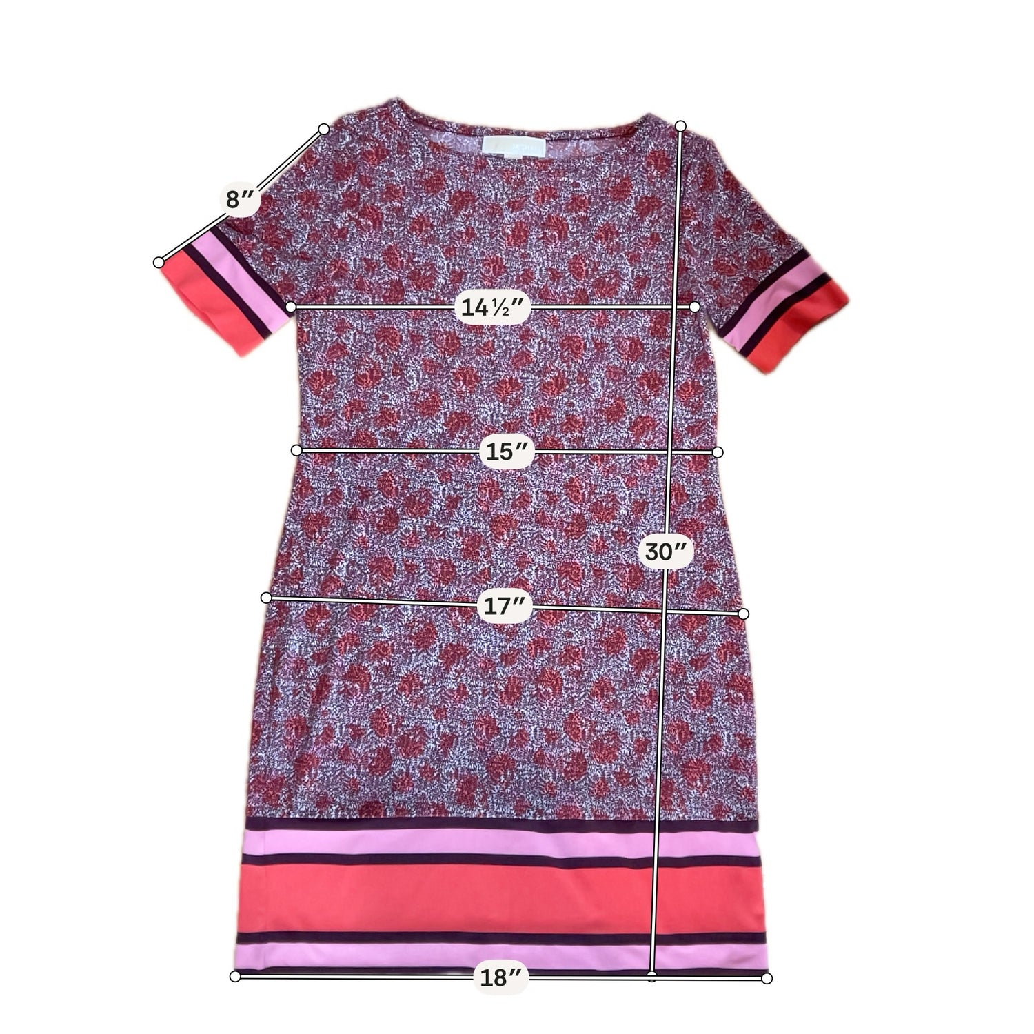 MK Floral Mosaic &amp; Stripe Border Shift Dress PS (Petite Small)