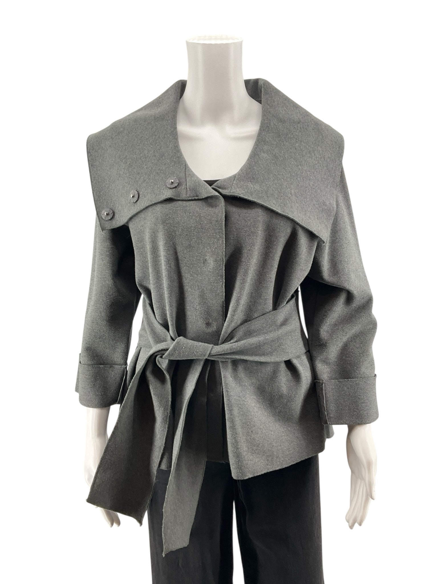 LUII Gray Solid Pre-Owned Ladies Jacket - Size Large