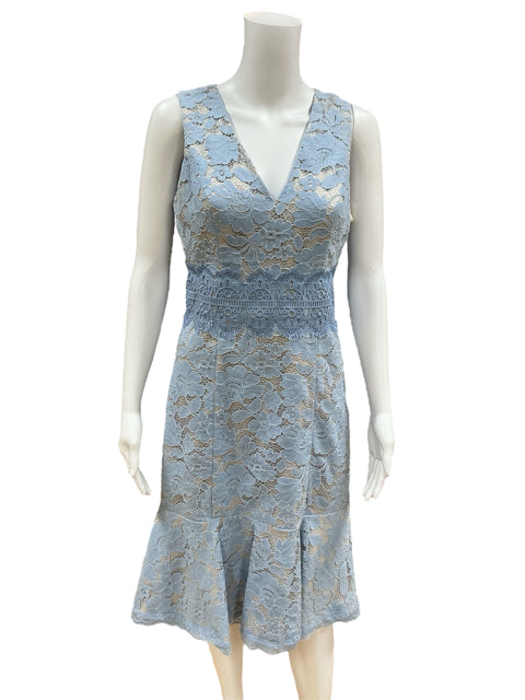 Vince Camuto Size 4 Baby Blue Lace Pre-Owned Ladies Dress