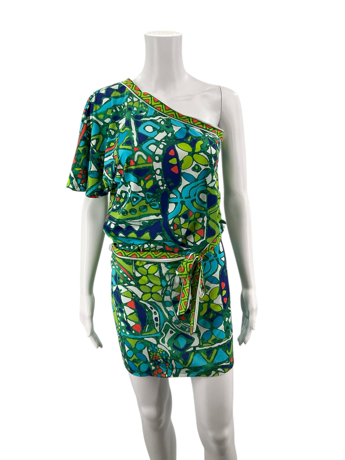 Trina Turk Green/Blue Print Pre-Owned Ladies Dress - Size XS