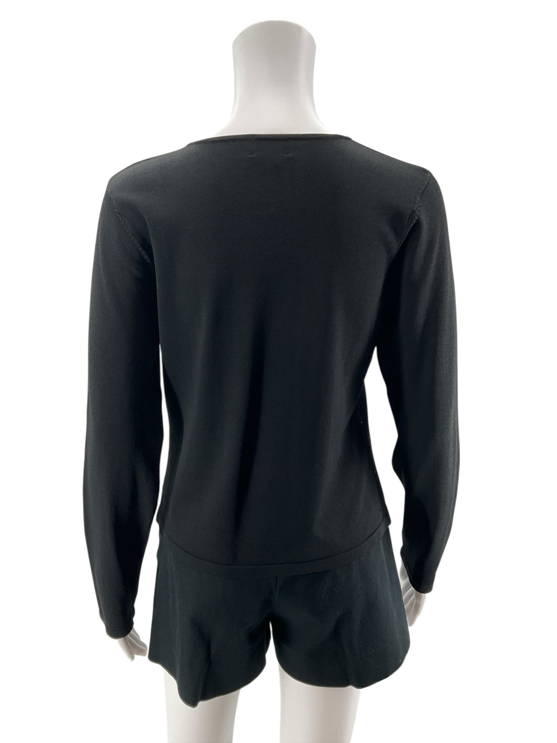 Rafaella Petites Black Sparkle Rhinestone V-Neck Sweater Top Size MP
