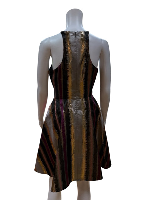 Belle Badgley Mischka Metallic Stripe Halter Cocktail Dress Size 2 NWT - ONLINE ONLY