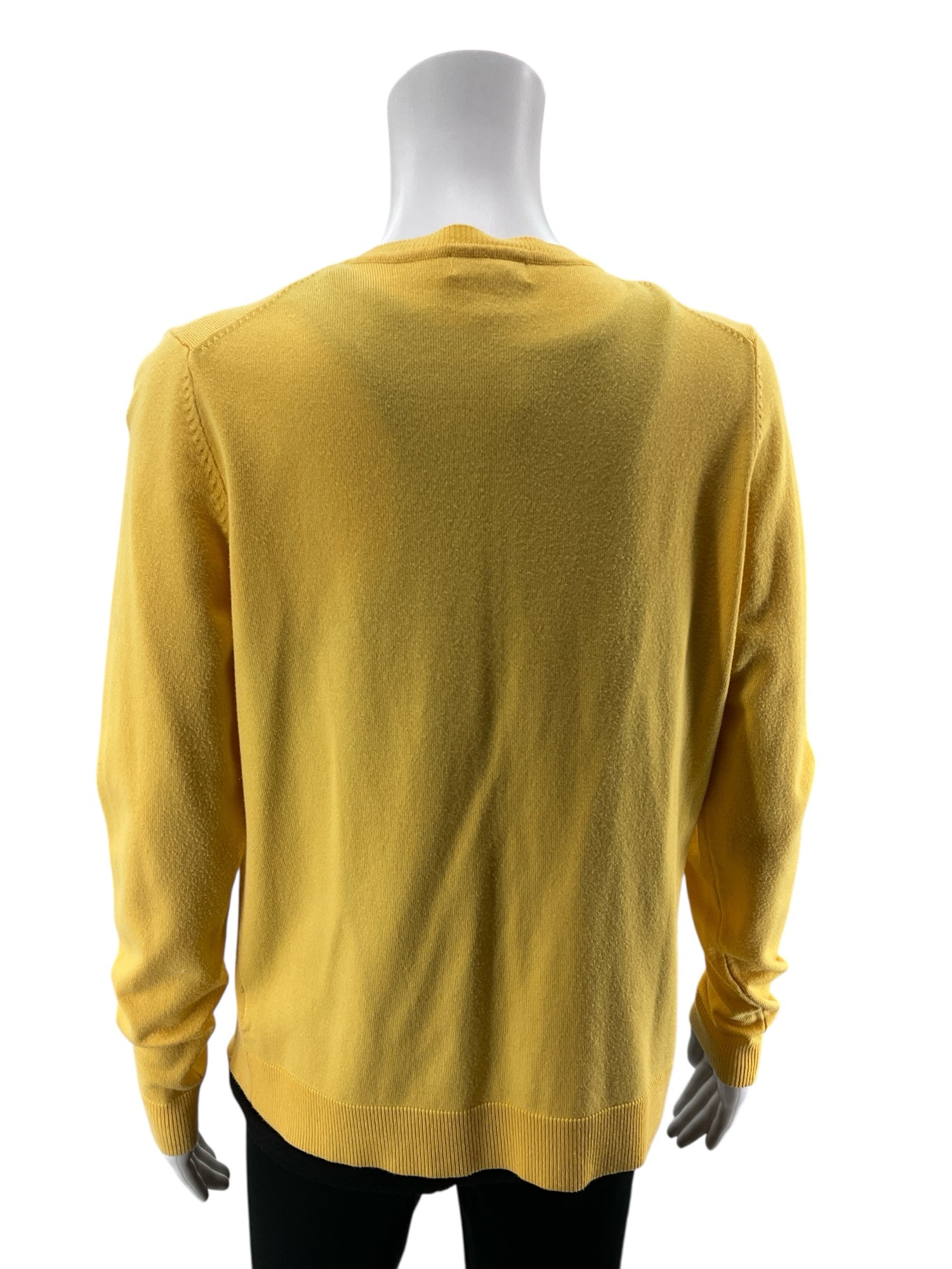 Charter Club Yellow Crewneck Button-Front Cardigan Sweater Size Medium