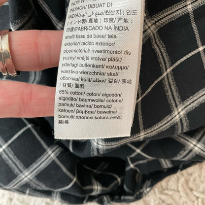 Calvin Klein black and white plaid casual top for women, size large, featuring a stylish design and relaxed fit.
