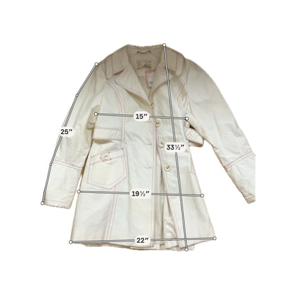 Guess Pink Contrast Stitch Classic Trench Coat Jacket Womens Size XL