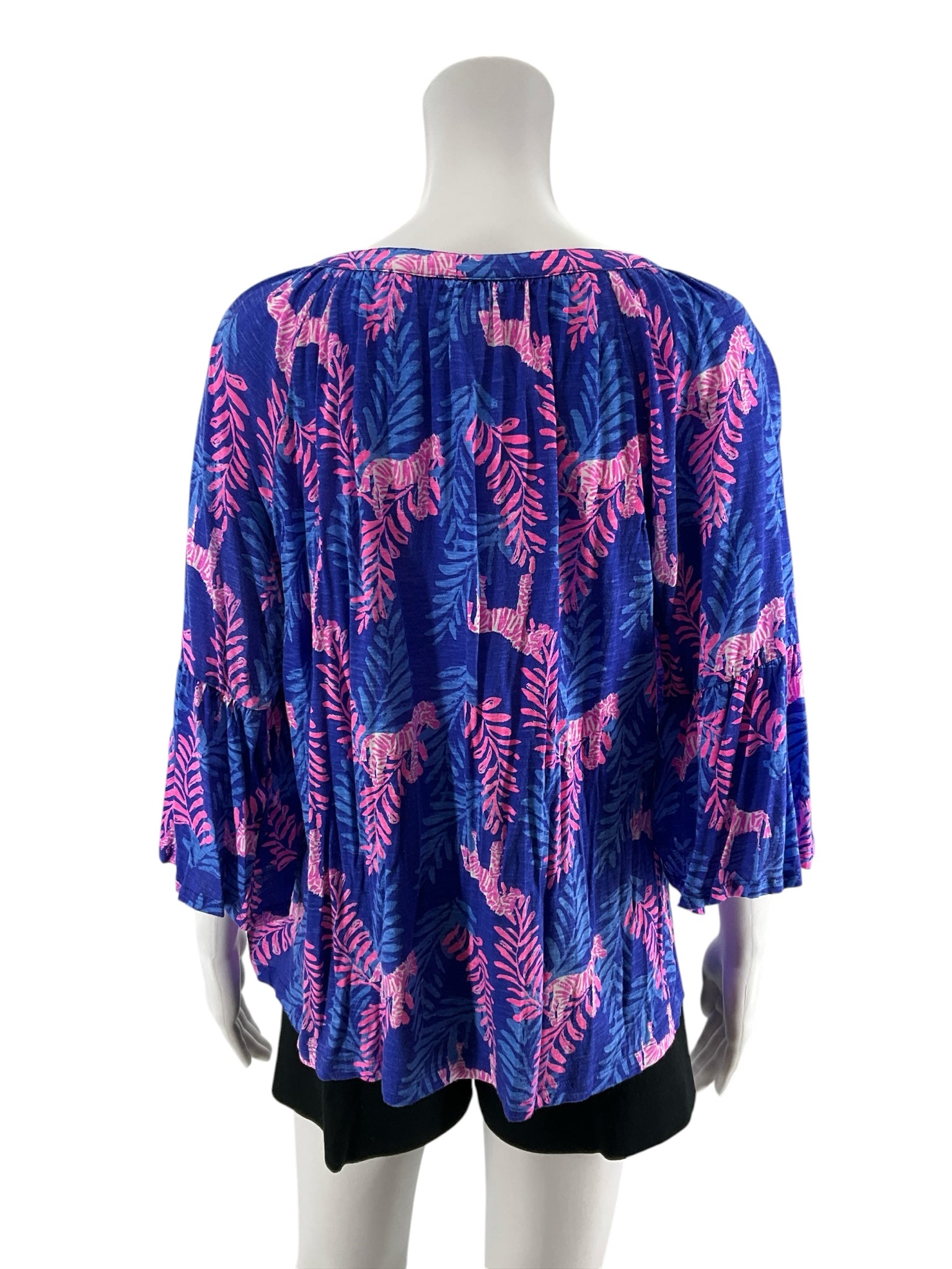 Lilly Pulitzer Matilda Tunic Top On Parade Print Blue Pink Zebra Size Large