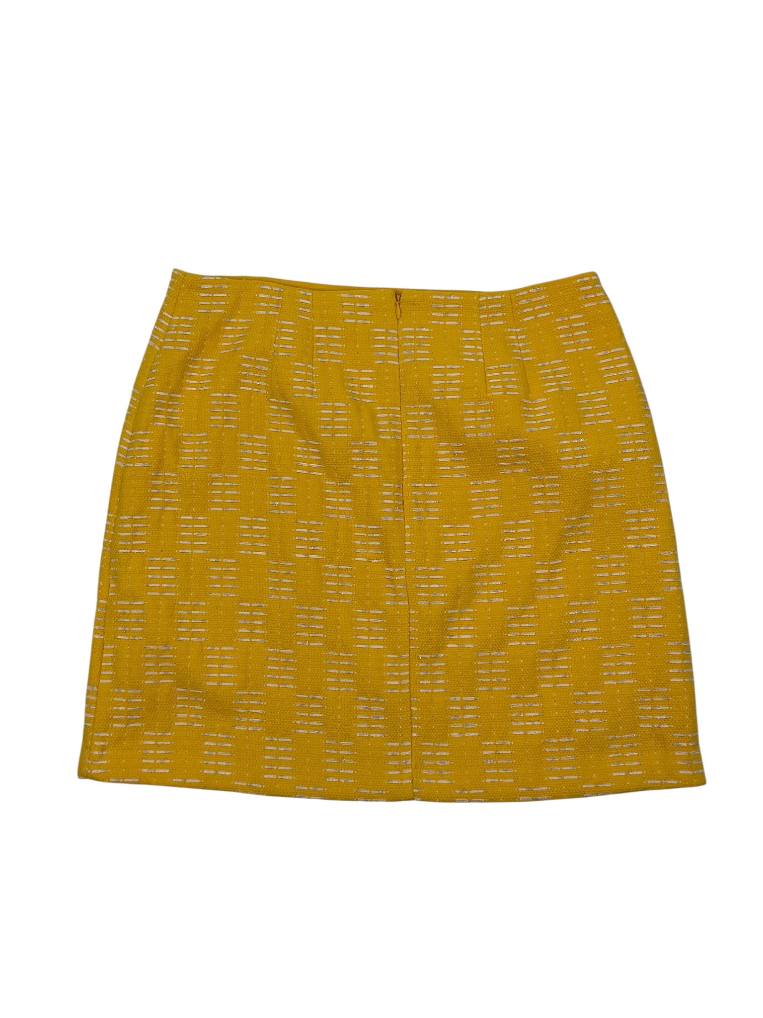 Ann Taylor Metallic Dash Grid Mini Skirt Mustard Yellow Size 12