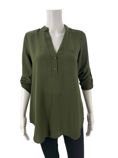 Jella C Olive Solid Pre-Owned Ladies Top - Size Small - Margaret’s Fine Consignment