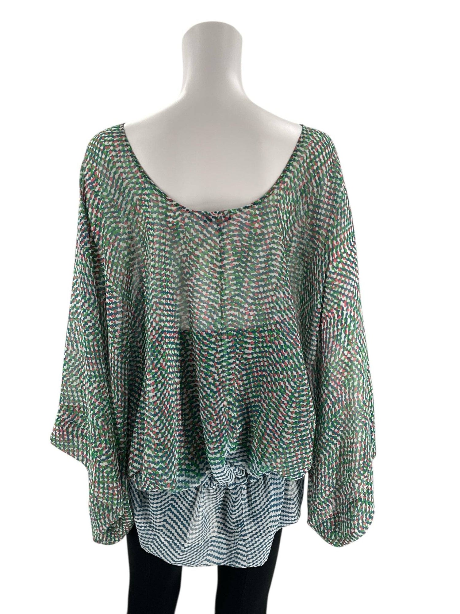 Cabi Blue/Green/Pink Print Top - Size Medium - Margaret’s Fine Consignment
