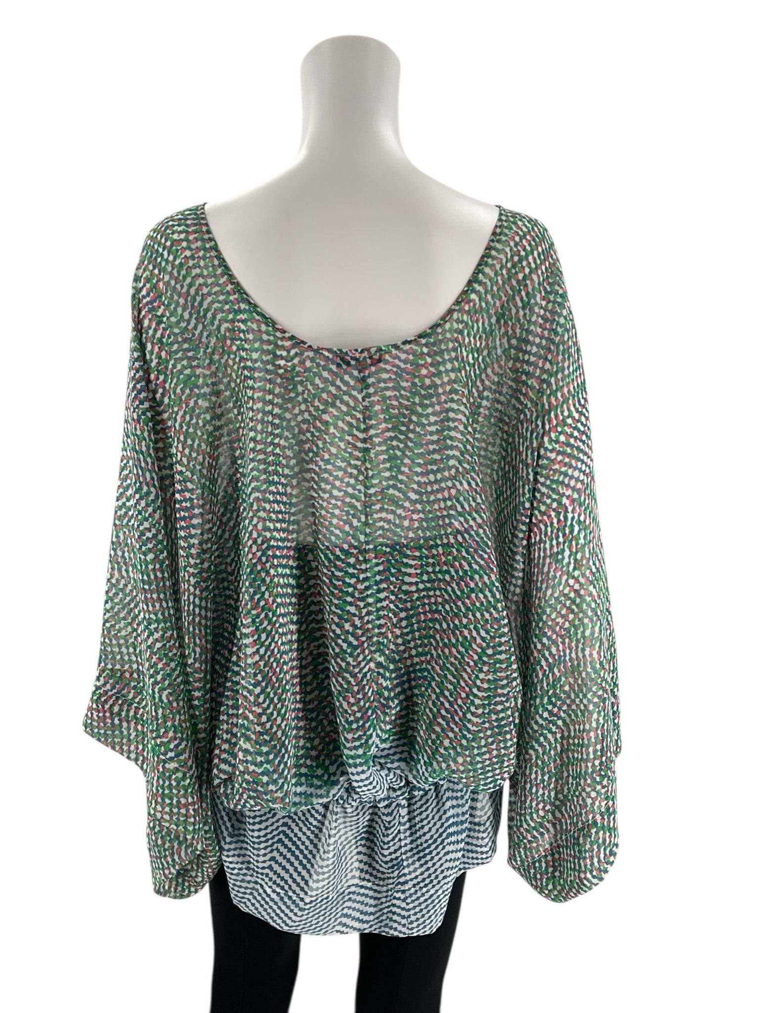 Cabi Blue/Green/Pink Print Top - Size Medium - Margaret’s Fine Consignment