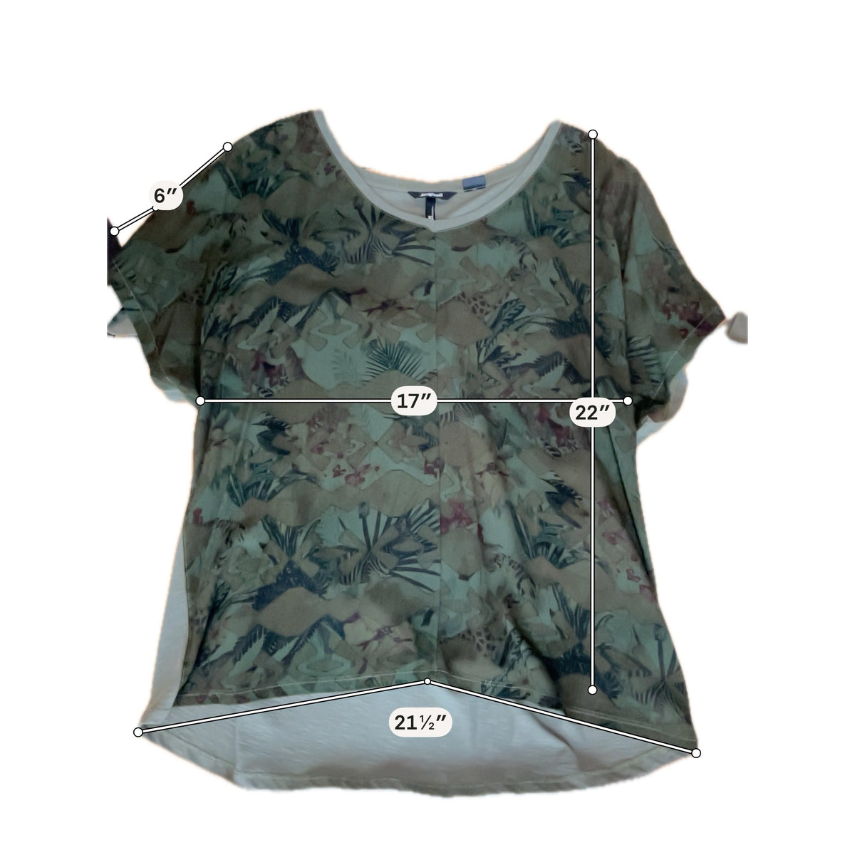 Desigual Palm Tropical Print Batwing Sleeve T-Shirt Top Green XL