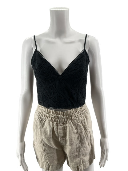 Abercrombie &amp; Fitch Black Eyelet V-Neck Crop Cami Top | Size Small