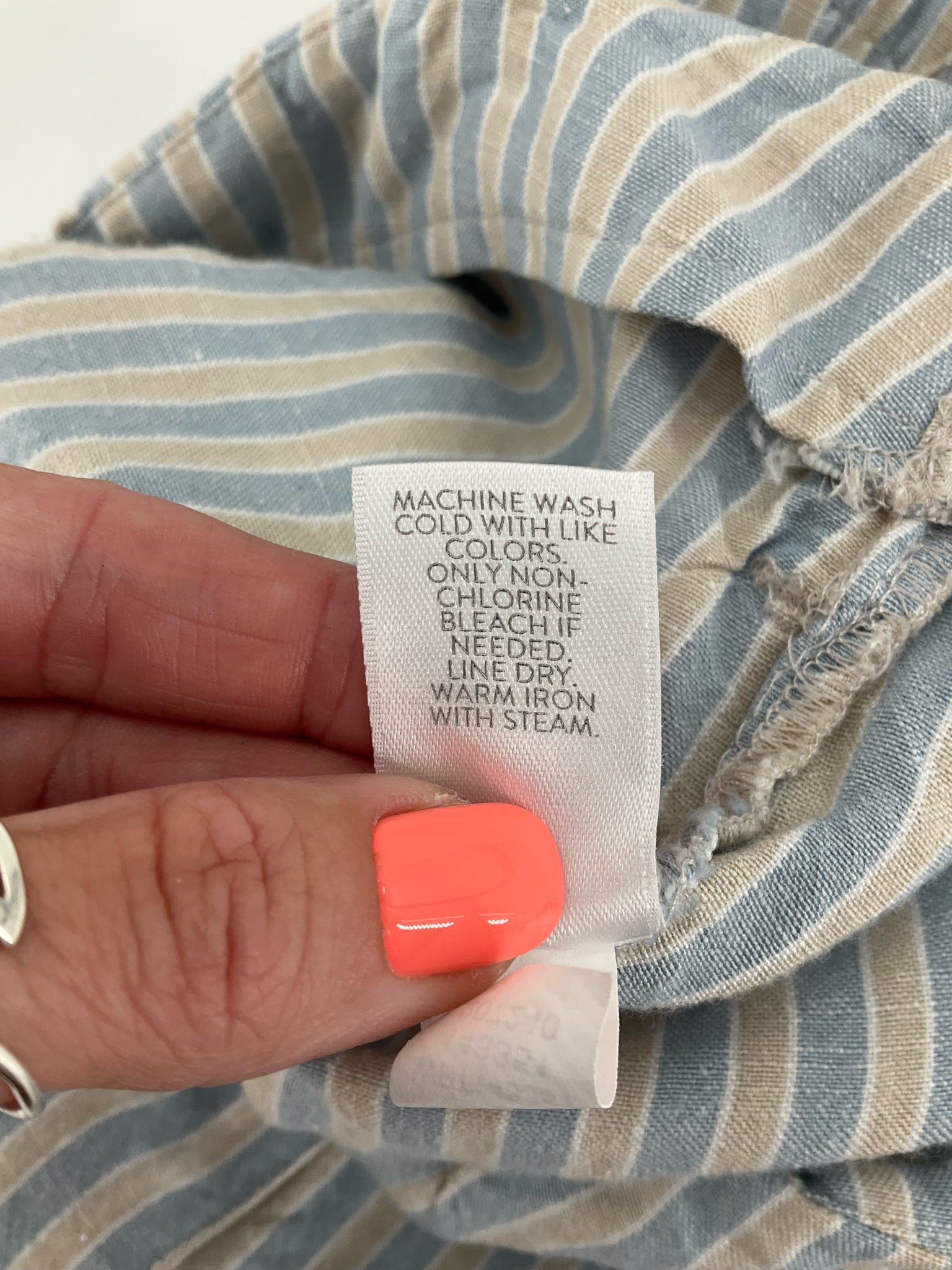 J.Jill Linen-Blend Striped Pull-On Shorts Blue Tan Size Medium