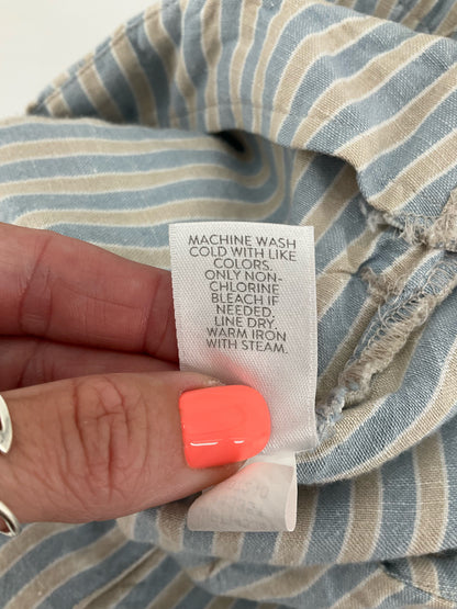 J.Jill Linen-Blend Striped Pull-On Shorts Blue Tan Size Medium