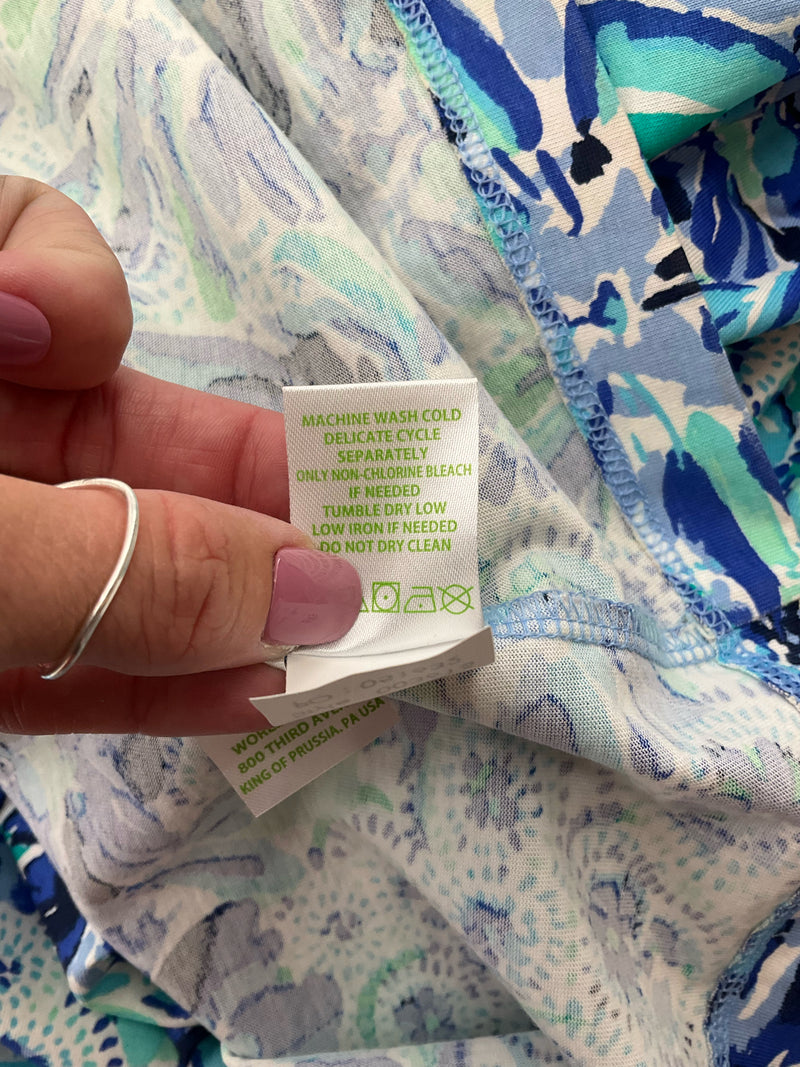 Lilly Pulitzer white/blue Floral Pre-Owned Ladies Dress - Size Small