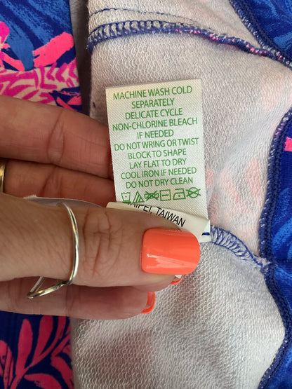 Lilly Pulitzer Skipper Popover Blue Skies Pink Zebra Half Zip Top Size Large