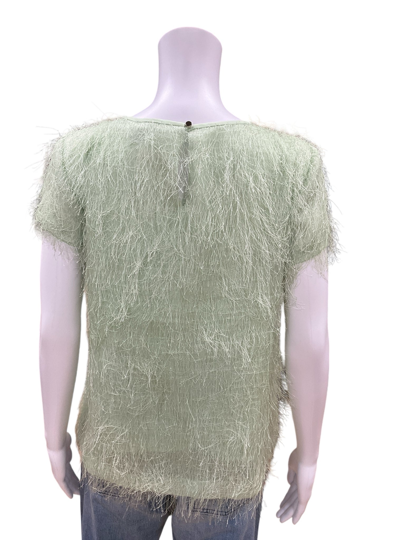 Ann Taylor Lime Fuzzy Top Size 6 Petite - rear view