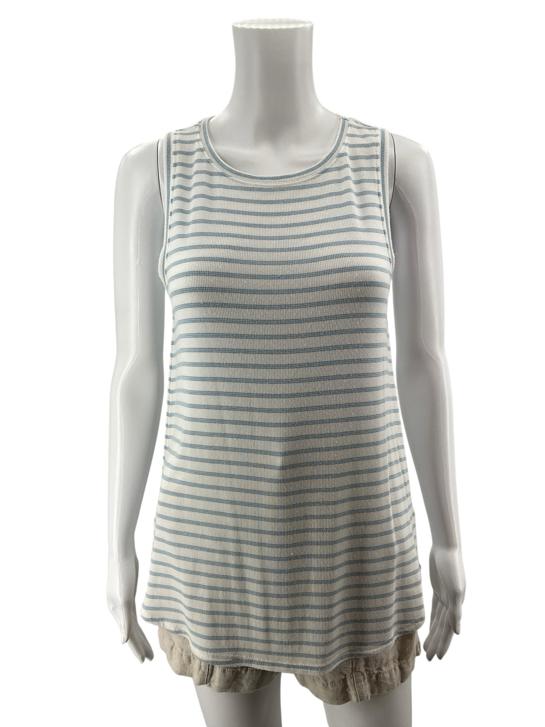 Thread &amp; Supply Hattie Rib Knit Tank Top Sky Blue Stripe Size Small