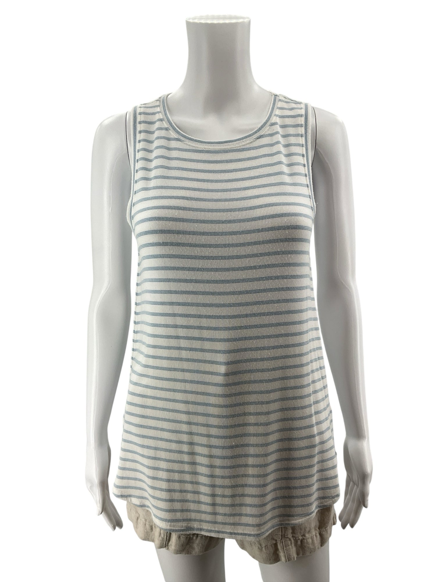 Thread &amp; Supply Hattie Rib Knit Tank Top Sky Blue Stripe Size Small