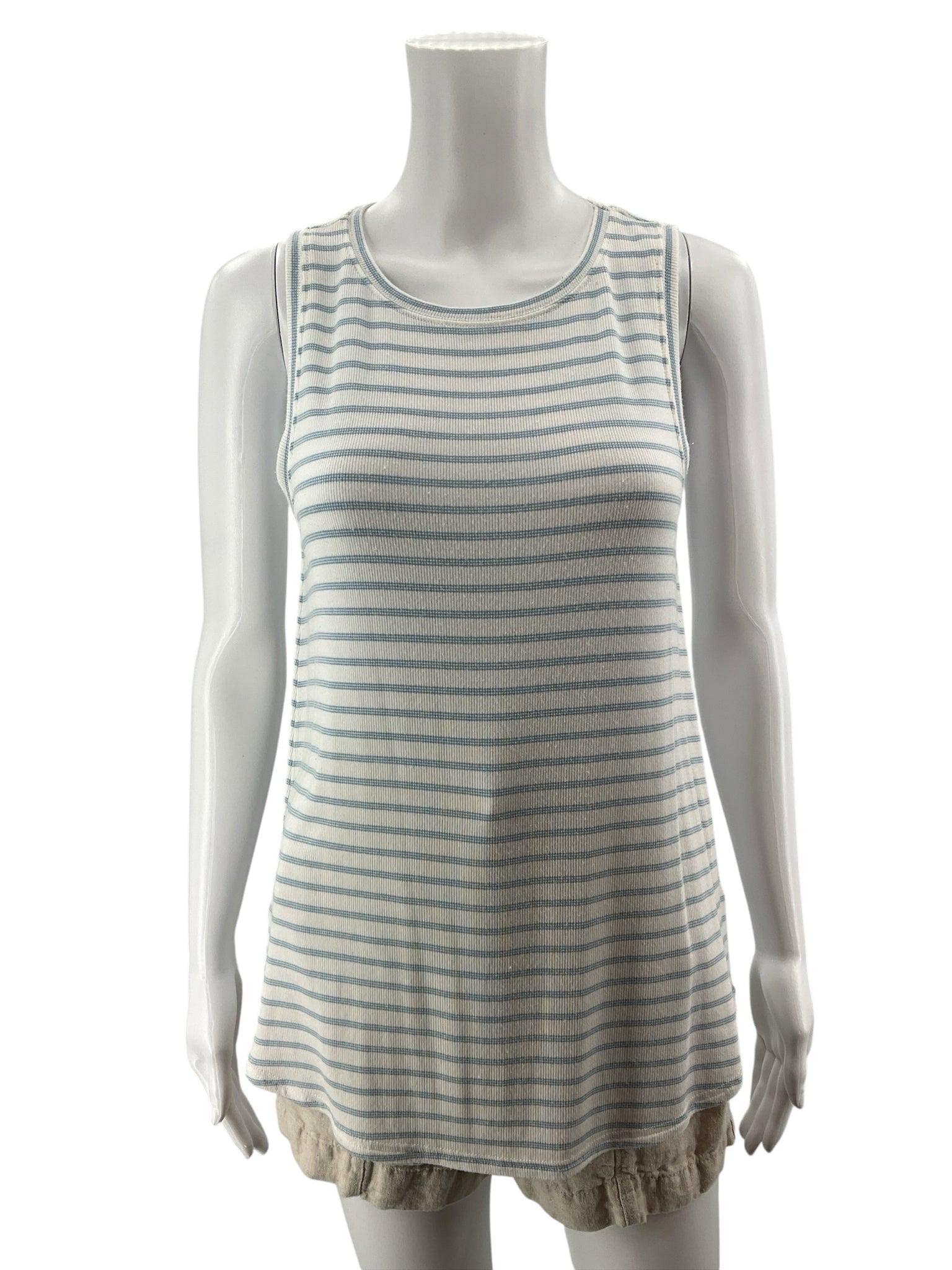 Thread &amp; Supply Hattie Rib Knit Tank Top Sky Blue Stripe Size Small