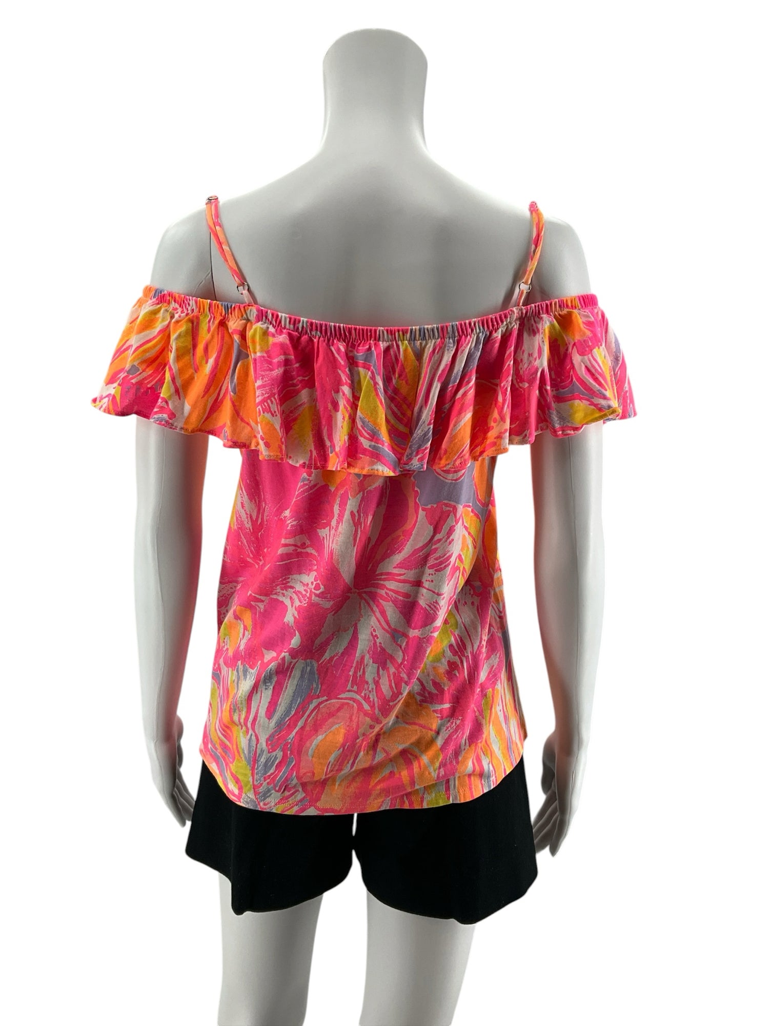 Lilly Pulitzer Maisel Cold Shoulder Top Tiki Pink Gypsea Print Size Small