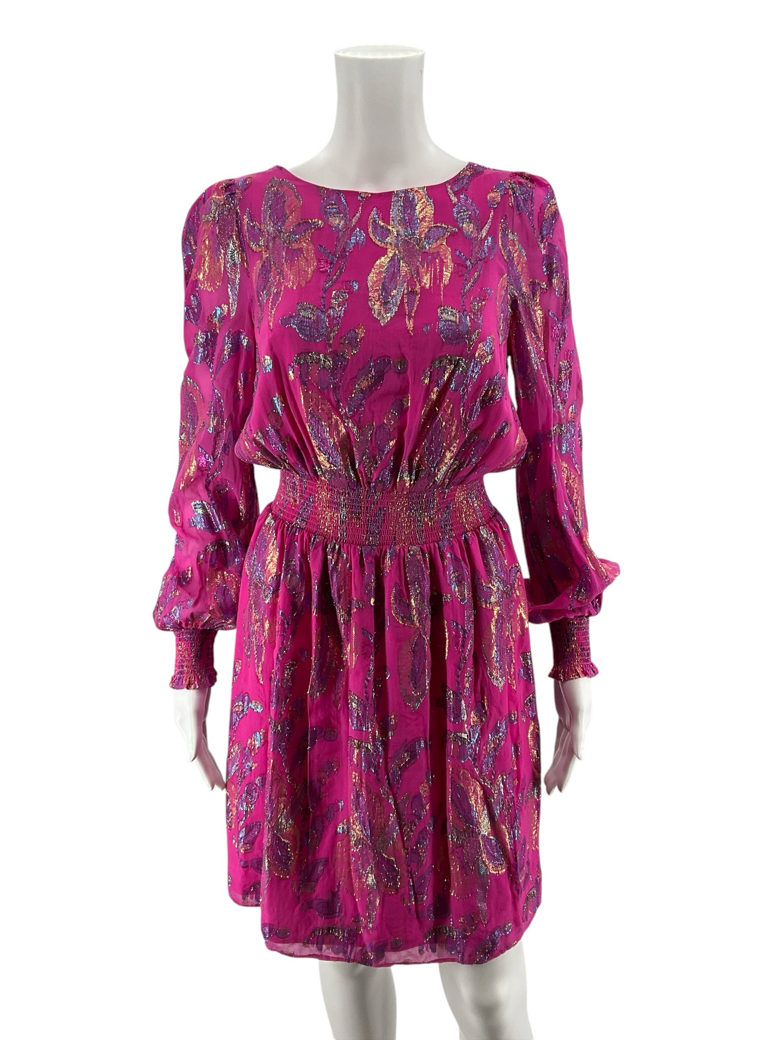 Lilly Pulitzer Darlah Silk Blend Mini Dress Fuchsia Fish Jacquard Size 2