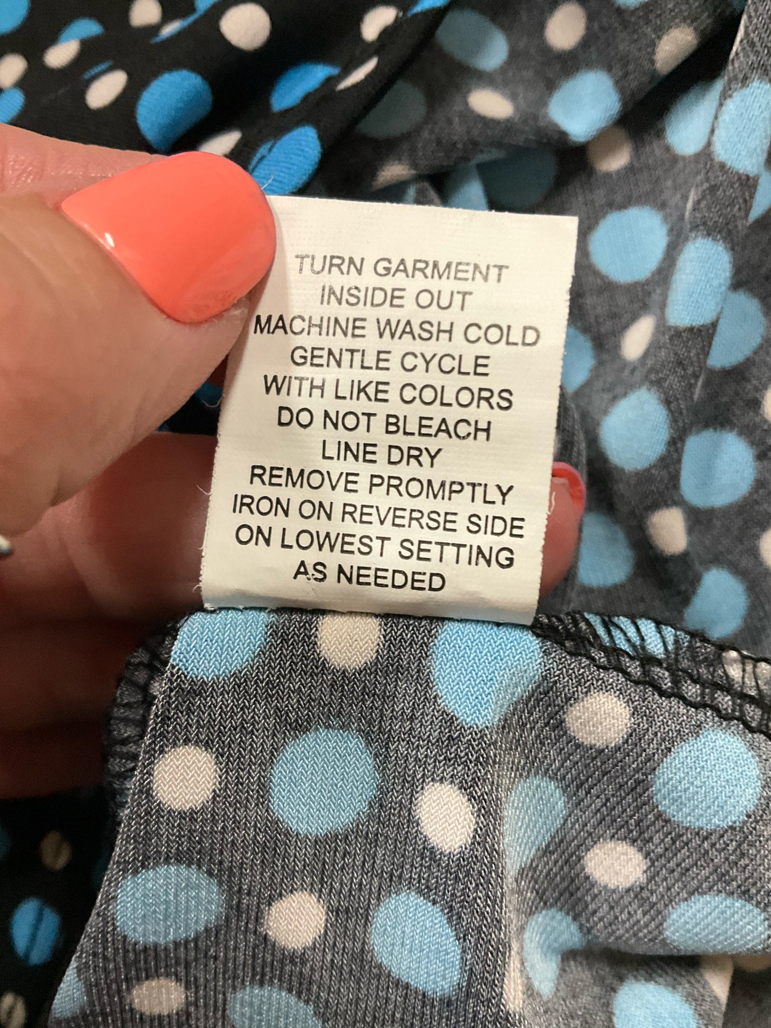 Notations Polka Dot Grommet Tie-Neck Top Size Petite Medium Black Blue