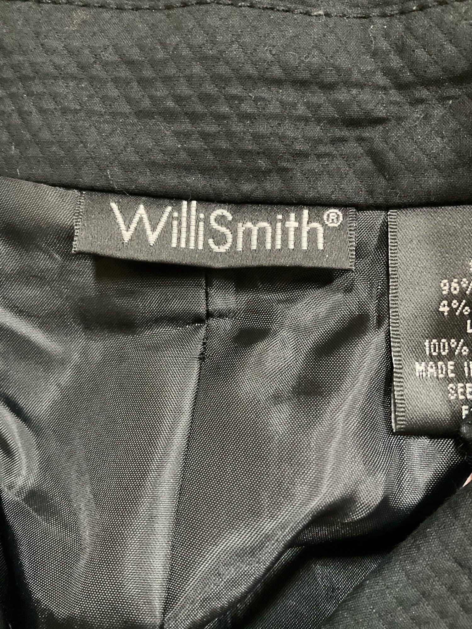 Willi Smith Black Textured Cotton Blend Trench Coat Jacket Size Large