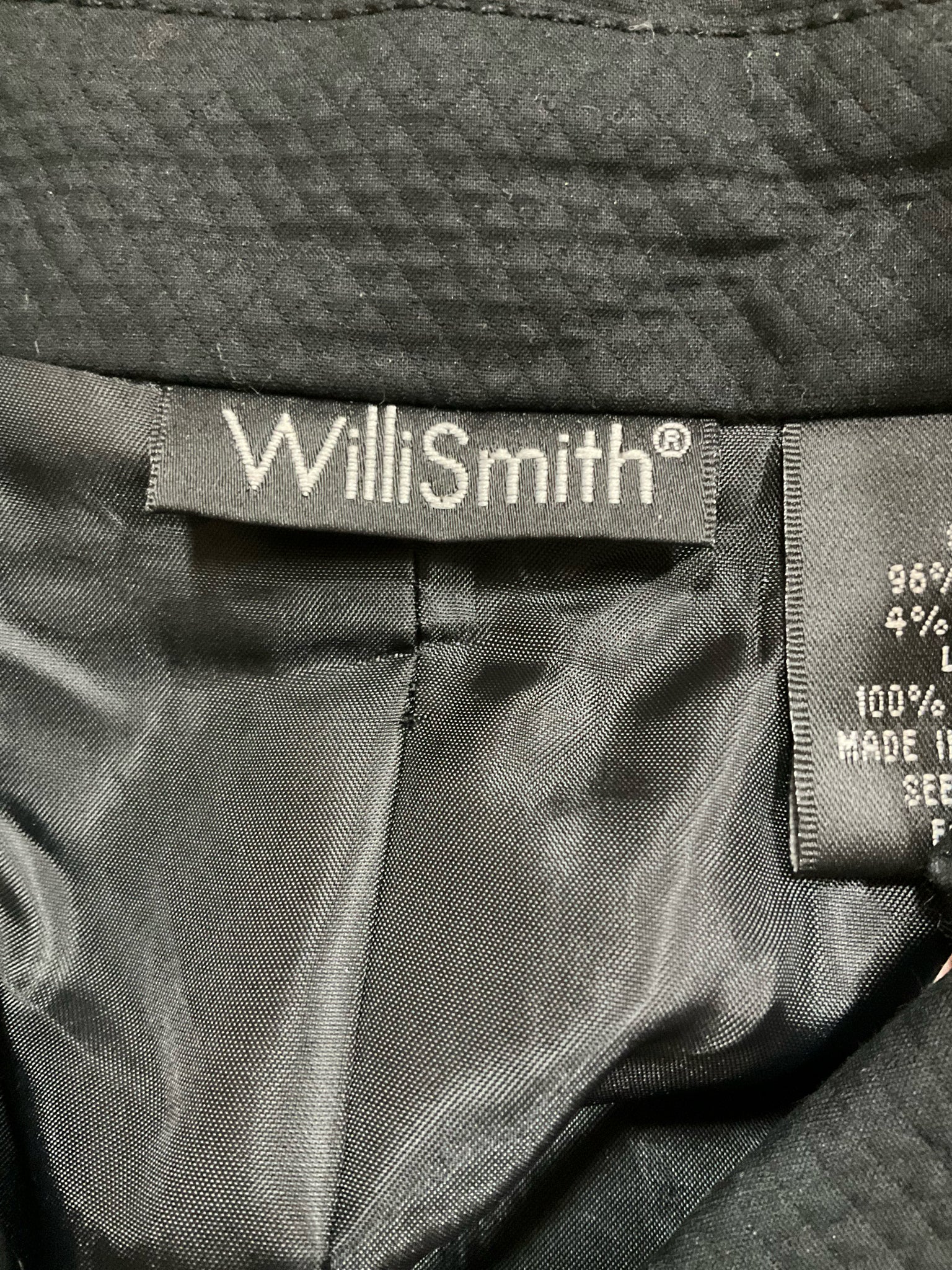 Willi Smith Black Textured Cotton Blend Trench Coat Jacket Size Large