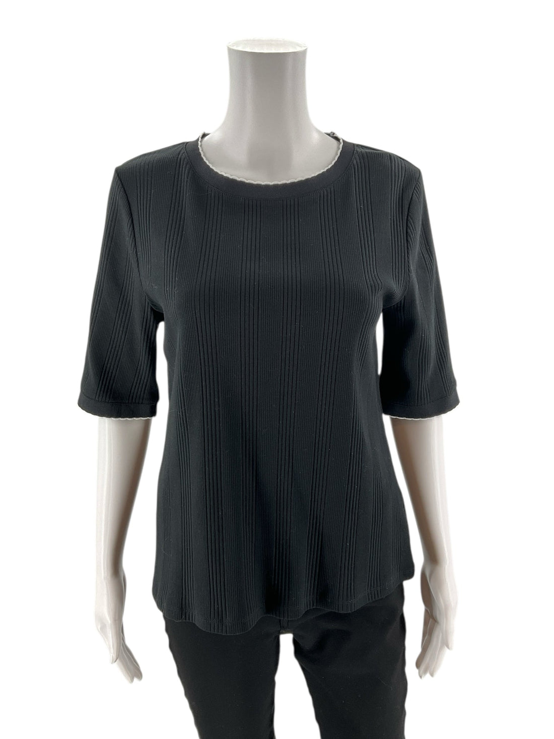 Talbots - Black Ribbed Pre-Owned Ladies Casual Top - Size Large