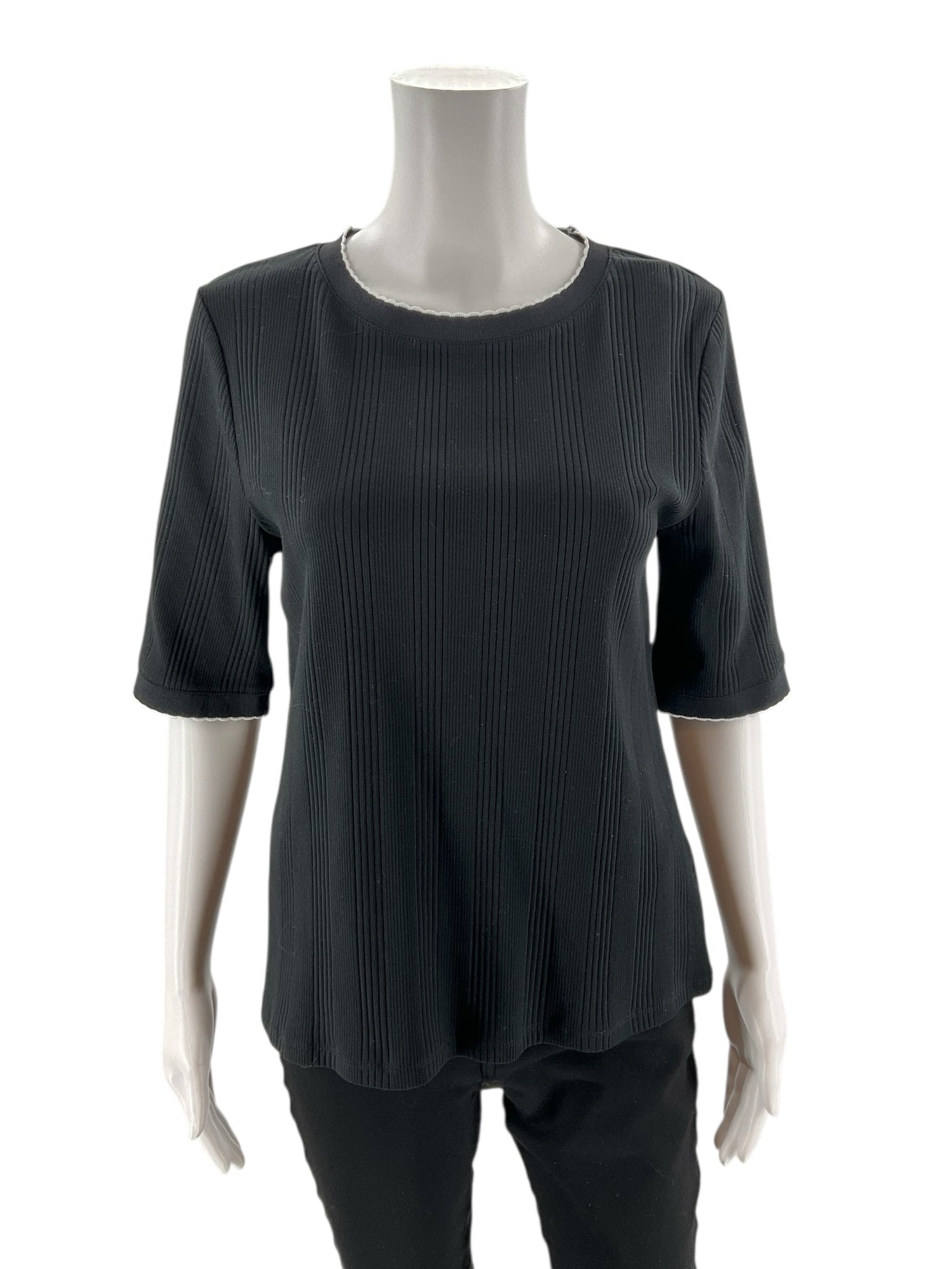 Talbots - Black Ribbed Pre-Owned Ladies Casual Top - Size Large