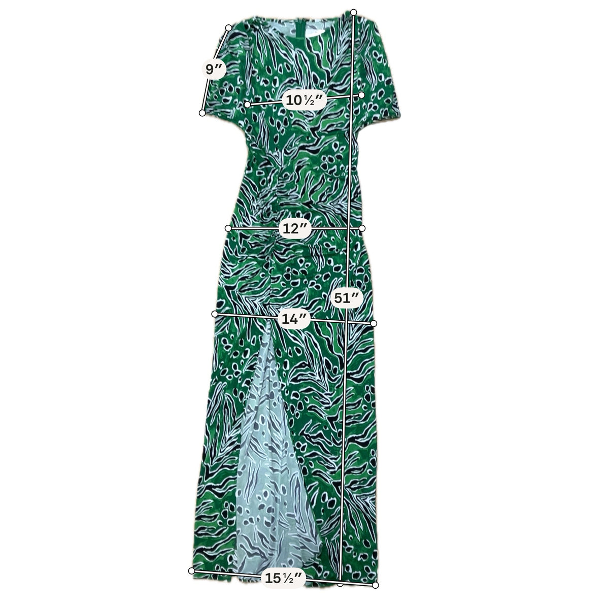 Diane Von Furstenberg Celina Painted Zebra Ruched Maxi Dress Green Black XS - ONLINE ONLY
