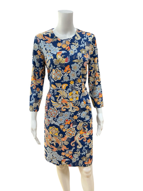 J. McLaughlin Catalina Cloth Floral Paisley Sheath Dress Blue Multi Size Medium