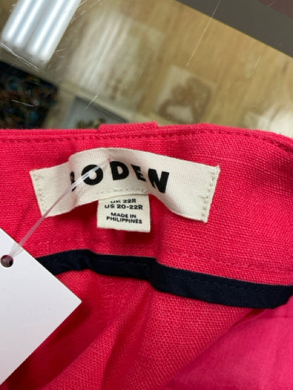 Boden Westbourne Linen Trousers Fuchsia Pink Wide Leg Crop Pants UK 22R - ONLINE ONLY