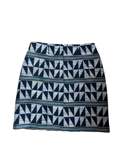 Ann Taylor Geometric Jacquard Mini Skirt | Size 2 | Navy & Teal