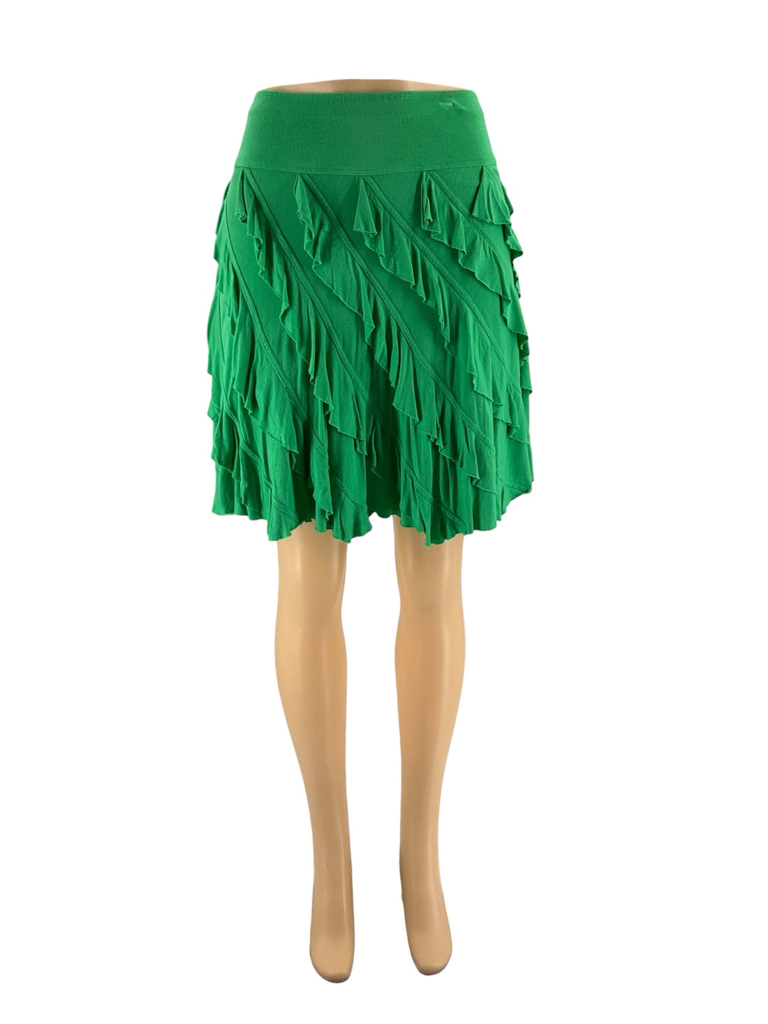 INC - Green Ruffle Pre-Owned Ladies Skirt - Size Small