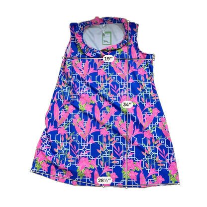 Lulu B Libby Tropical Floral Cowl Neck Shift Dress Sleeveless Pink Blue XL