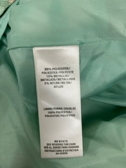 Maison Tara Aqua Gold Floral Metallic Jacquard Fit &amp; Flare Dress Size 6