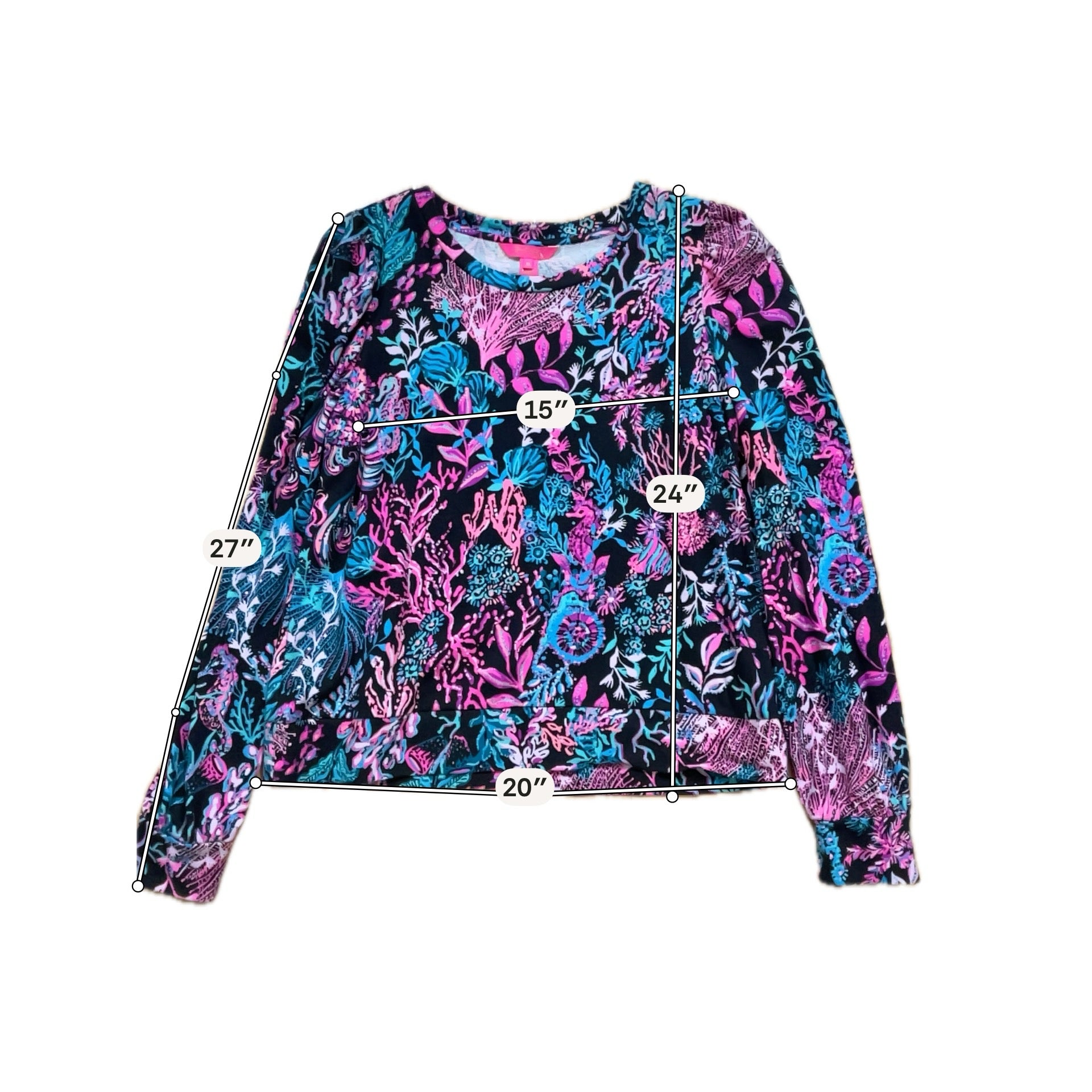 Lilly Pulitzer Jane Top in Shell Me About It Print Black Pink XL