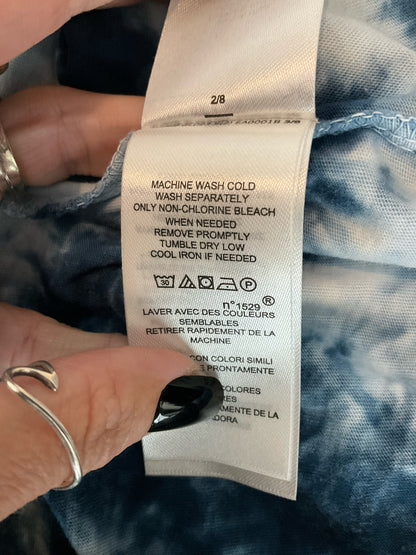 Lauren Ralph Lauren Tie-Dye Graphic Logo T-Shirt Size XL Blue White