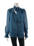 Ann Taylor Blue/Black Print Pre-Owned Ladies New with Tags Top - Size Small - Margaret’s Fine Consignment