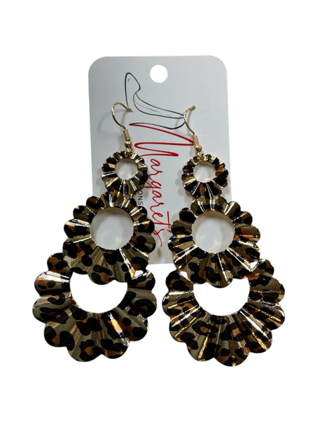 Leopard Print Floral Statement Drop Earrings