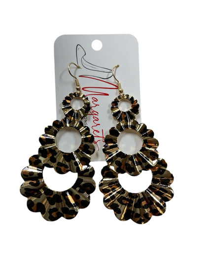 Leopard Print Floral Statement Drop Earrings