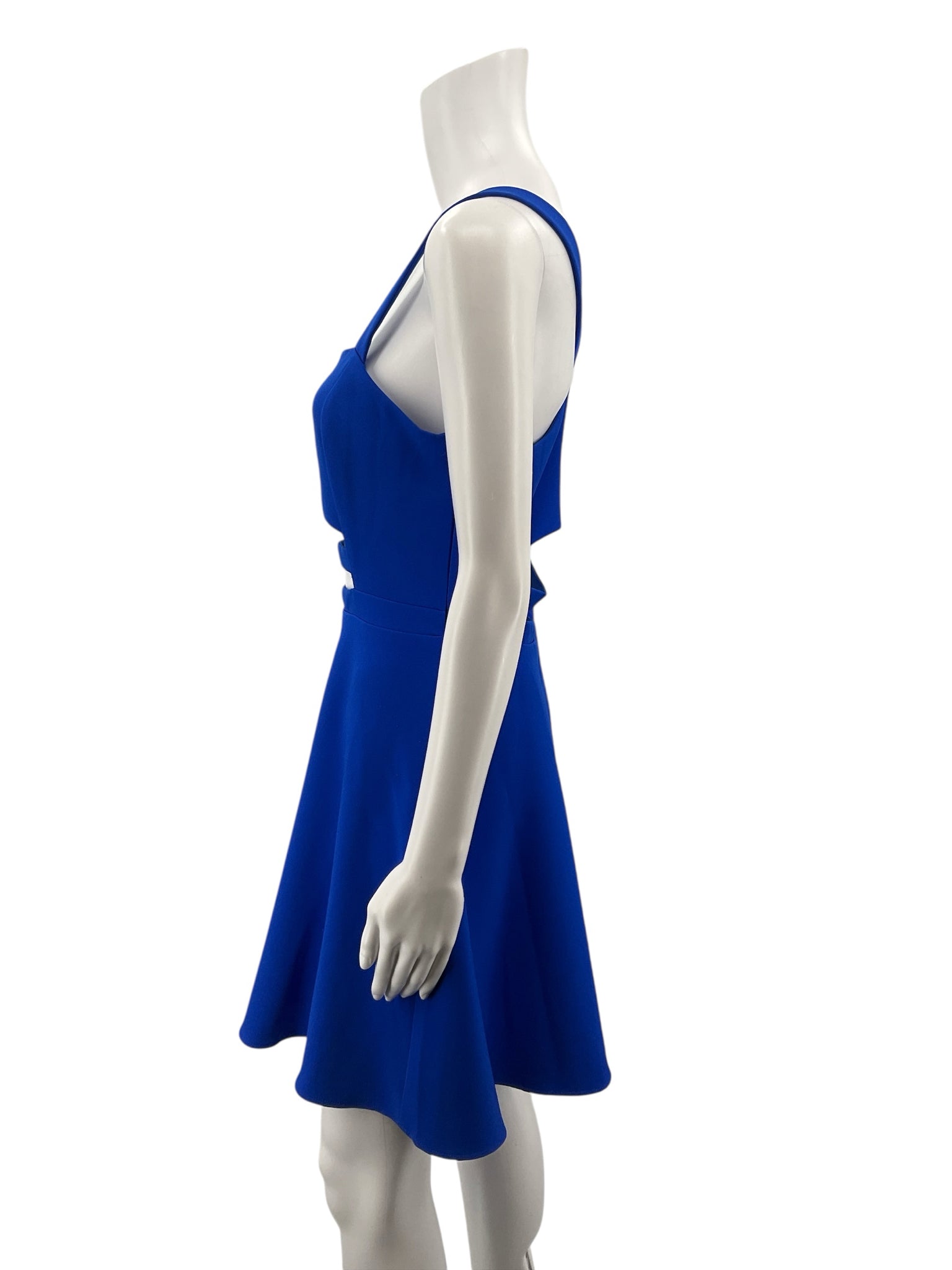 Express Royal Blue Fit and Flare Royal Blue Cutout Fit &amp; Flare Mini Dress Size 6 - Size 6