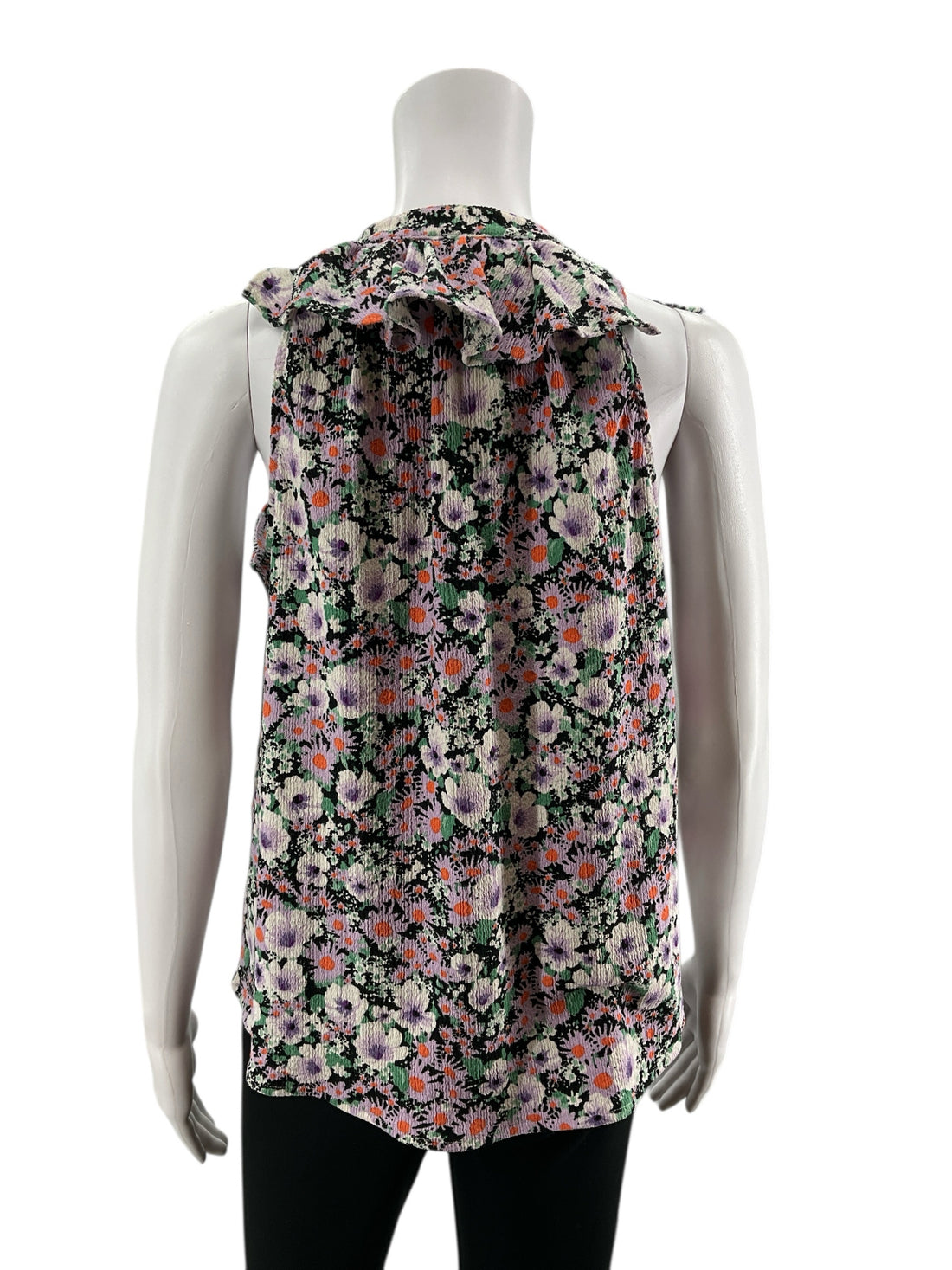 Anthropologie Maeve Starling Jacquard Floral Button-Front Ruffle Tank Top Medium - ONLINE ONLY
