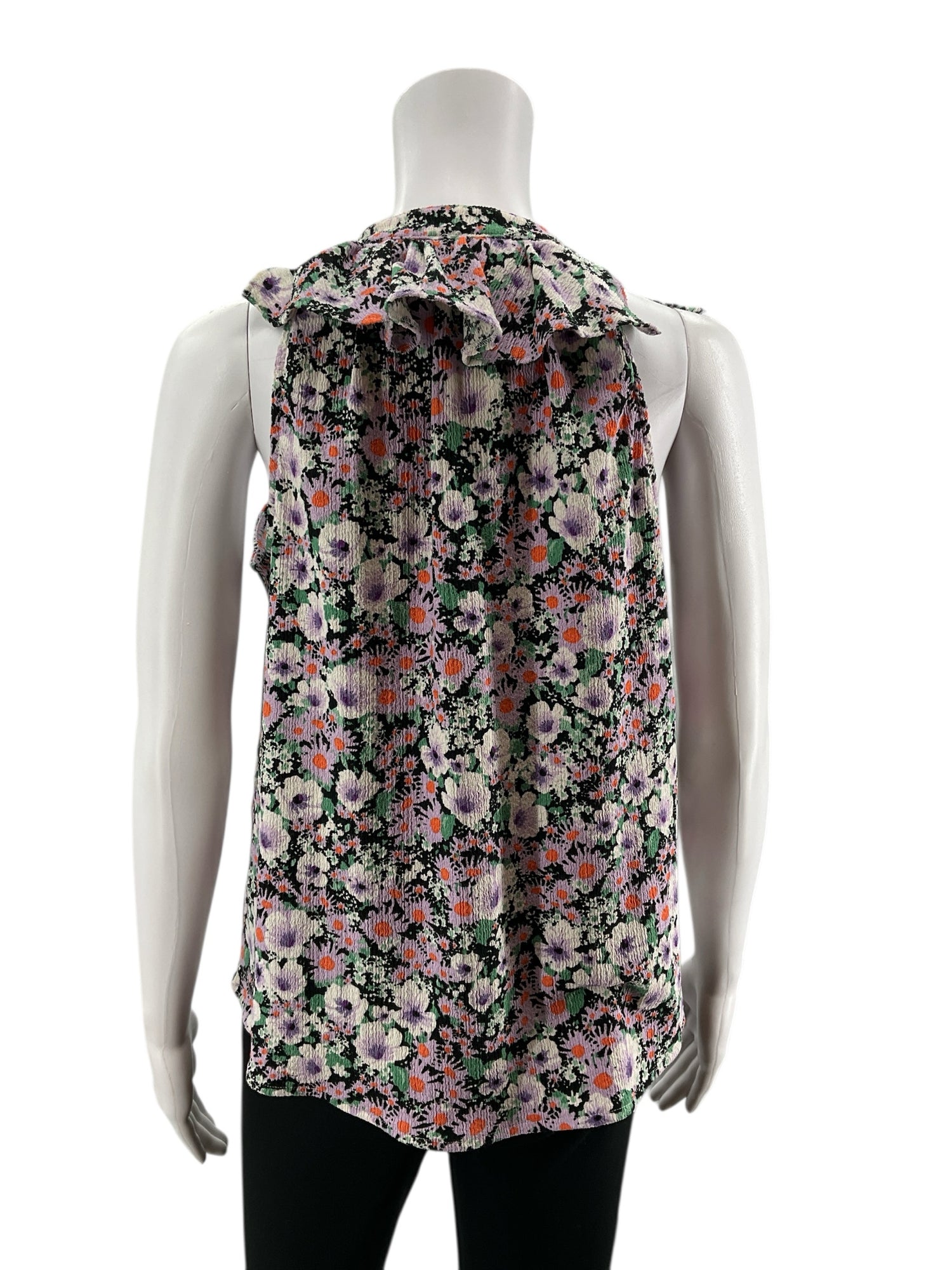 Anthropologie Maeve Starling Jacquard Floral Button-Front Ruffle Tank Top Medium - ONLINE ONLY