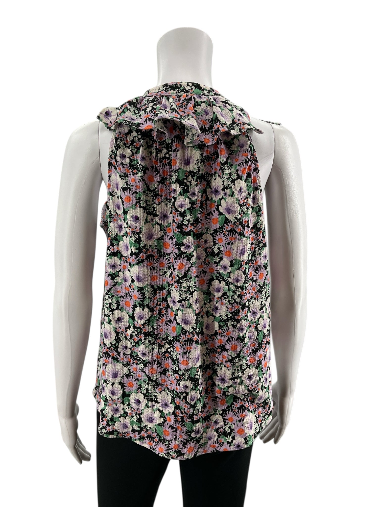 Anthropologie Maeve Starling Jacquard Floral Button-Front Ruffle Tank Top Medium - ONLINE ONLY